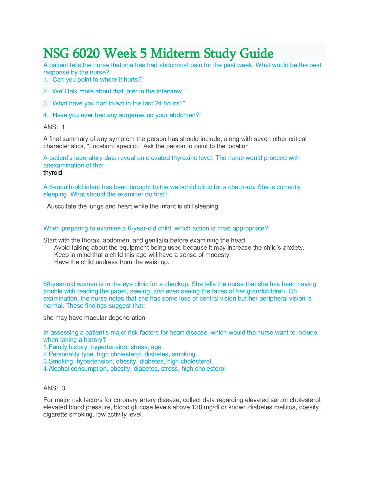 Preview image of NSG 6020 Week 5 Midterm Study Guide document